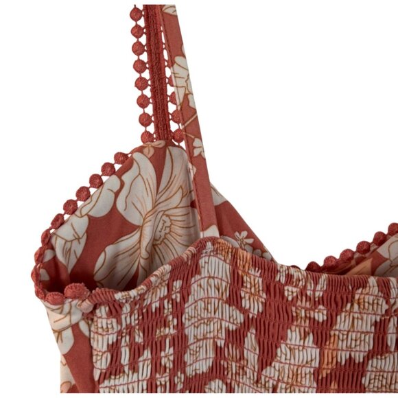 No Boundaries Floral High Low Dress Womens S Rust White - Picture 7 of 7